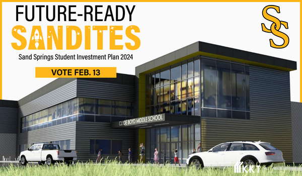 SandSpringsPS's tweet photo. Our future starts with Sandites. 🚀

Last night, the Sand Springs Board of Education unanimously voted to send a two-part, $114.5 million bond package to voters. The plan features several projects, such as major renovations to Clyde Boyd Middle School. https://t.co/01Btc1SkBL https://t.co/wdtAt4esRI