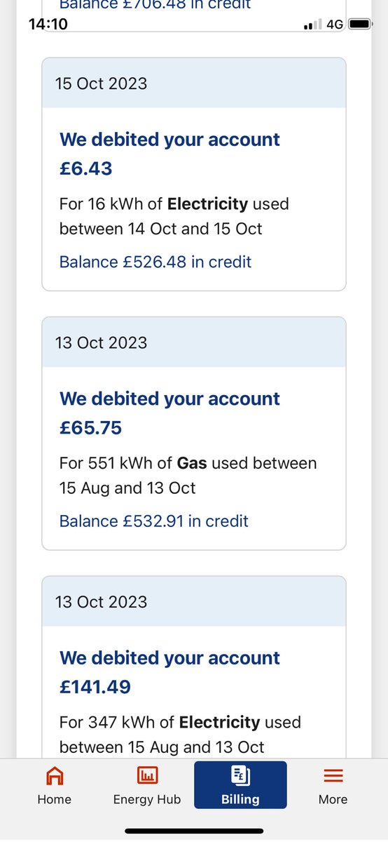 _CatrionaM's tweet photo. @edfenergy why are you taking random amounts out of my account? And why is there no historical data in the energy hub? https://t.co/BR1wMjelVU
