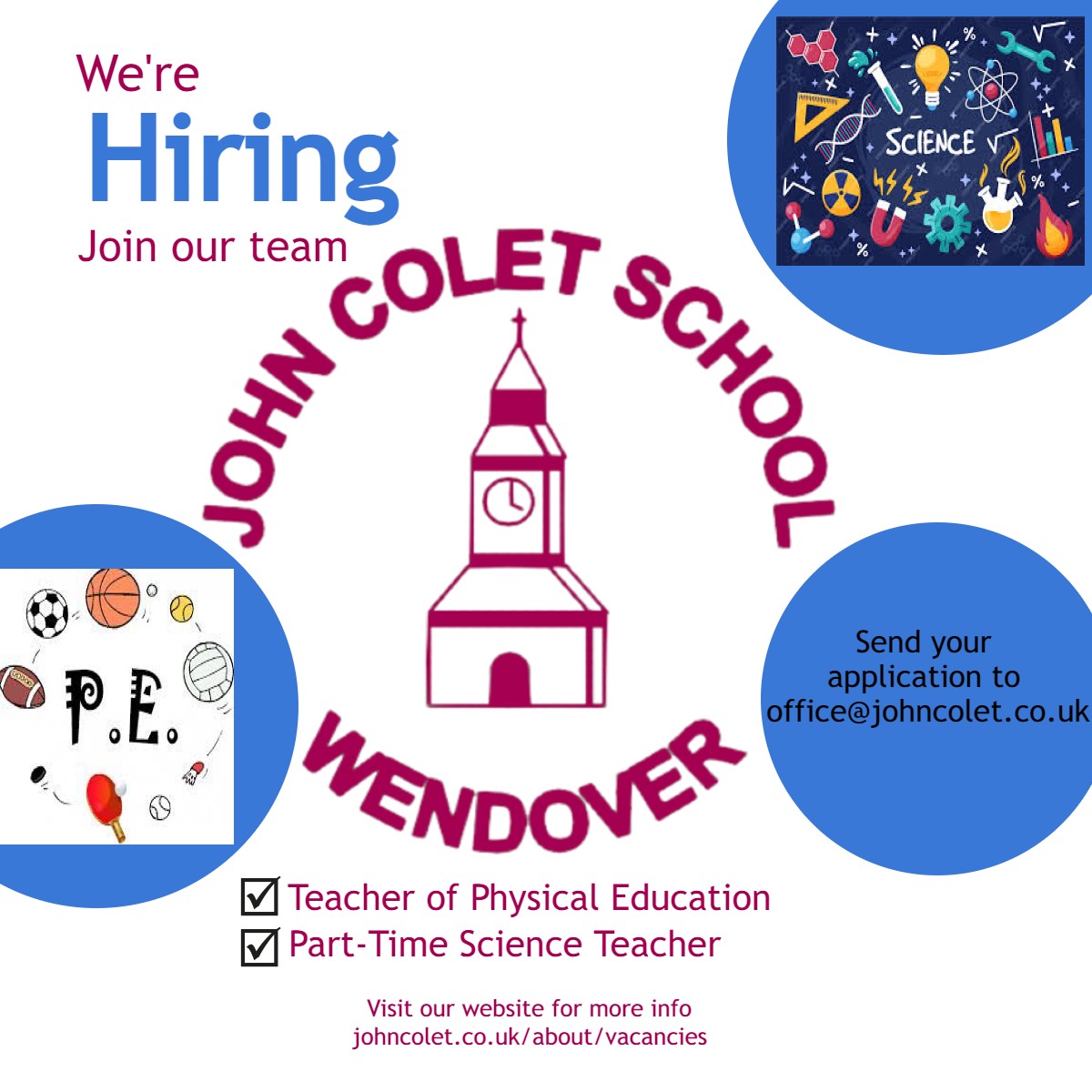 Are you looking for something new and exciting? Why not join the John Colet team?