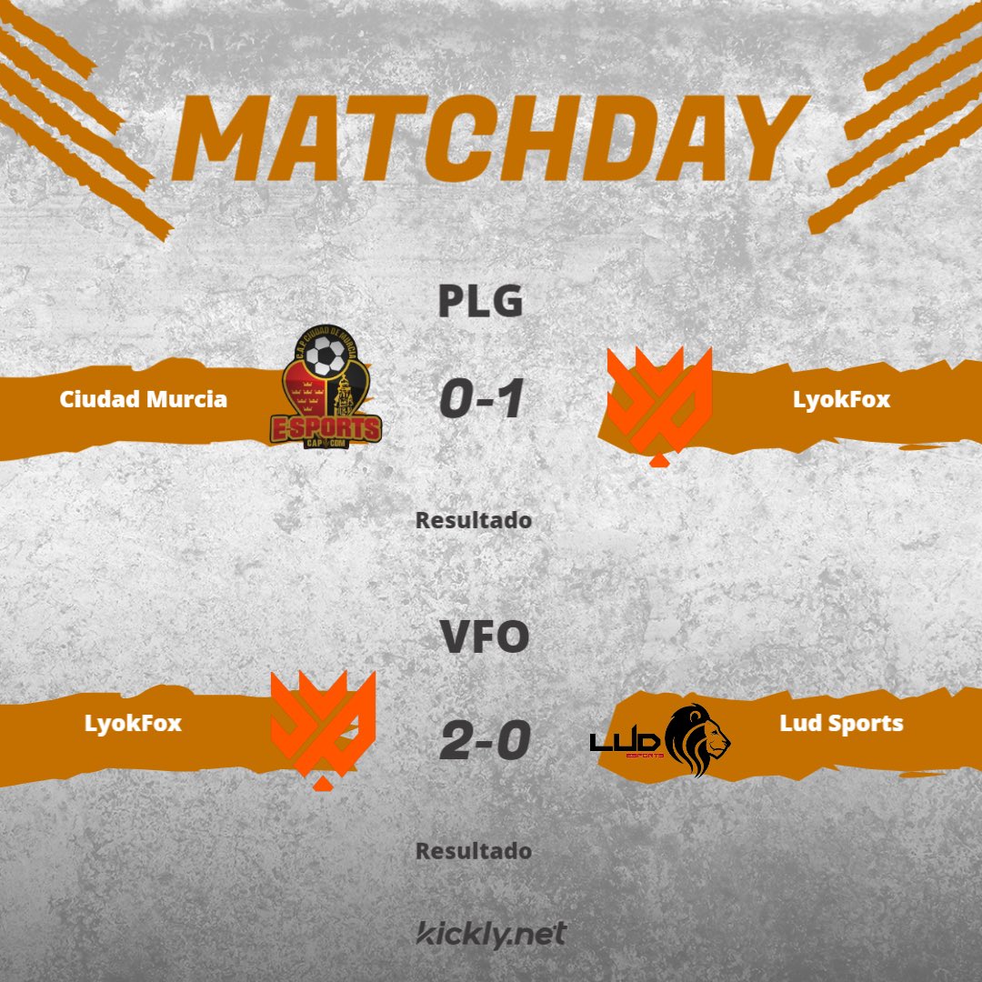 🟠 RESULTADOS 🟠

Que gran comienzo en las dos ligas @PLGeFootBall y <a href="/VFOspain/">VFO España</a>. 

Los chicos jugaron muy serios y muy concentrados y nos llevamos los 6 puntos de 6 posibles que había en juego. 

#VamosLyokFox