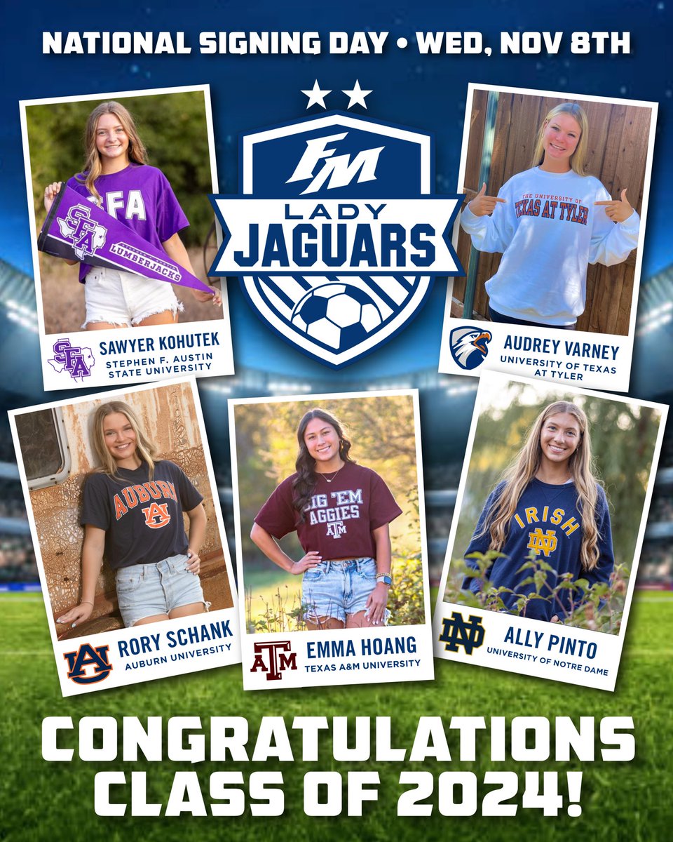 Tomorrow we will celebrate these 5 incredible Lady Jags as they sign their commitment letters to play in college. Join us at 7:15 am in the arena!