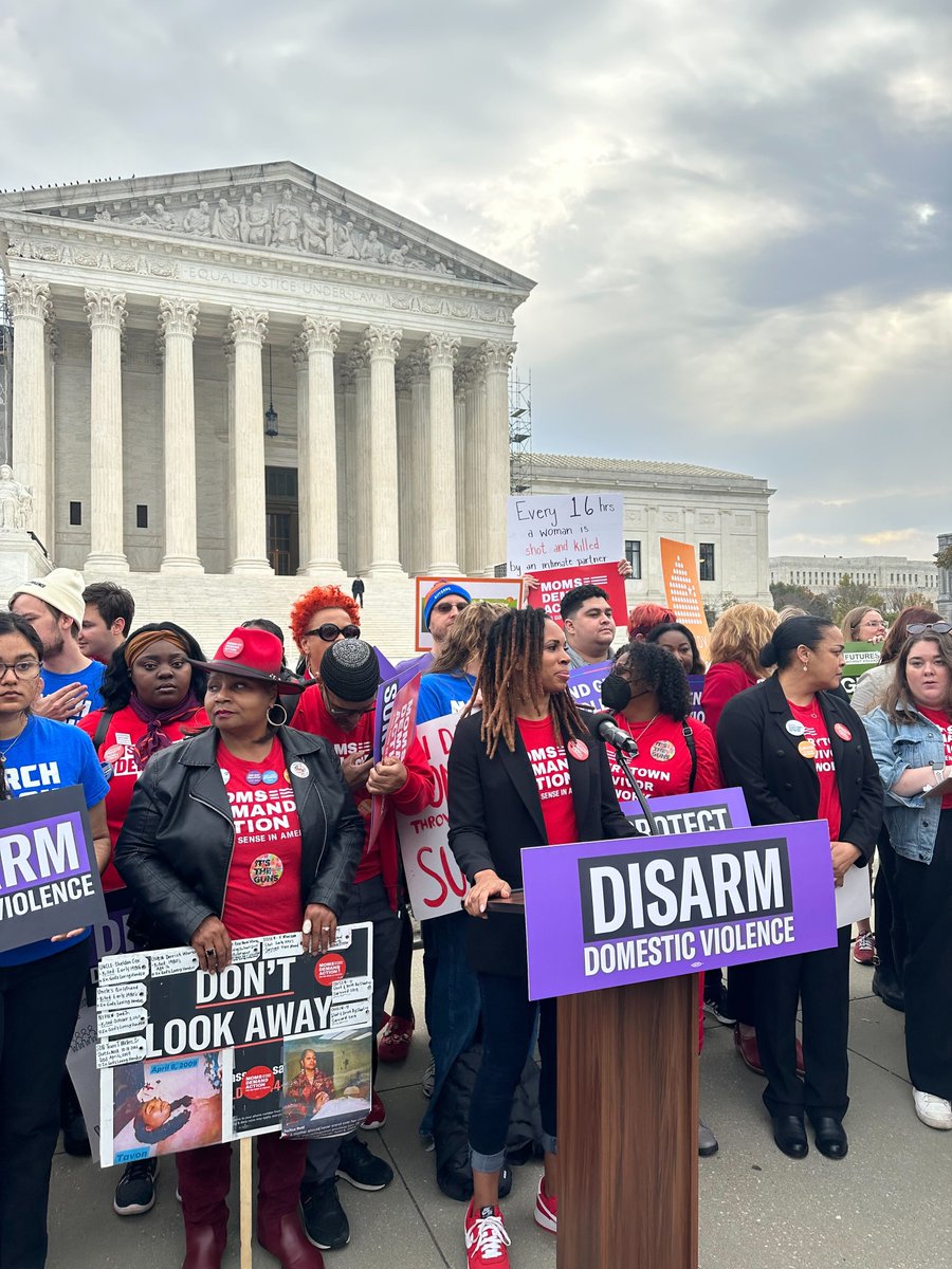 “Access to a gun is a death sentence for women in domestic violence situations, and that’s why we refuse to be silent.” - Angela @FerrellZabala, Executive Director of @MomsDemand, kicking off our rally today at #SCOTUS