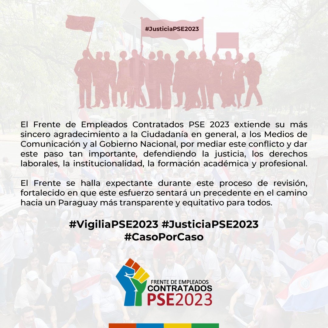 Inmensa gratitud a la ciudadanía, los medios de prensa y al Gobierno Nacional que mediaron para que se haga justicia a nuestra causa. Rogamos una revisión con la transparencia y equidad que todo paraguayo de bien se merece #JusticiaPSE2023 <a href="/itaipuparaguay/">ITAIPU Binacional Py</a>