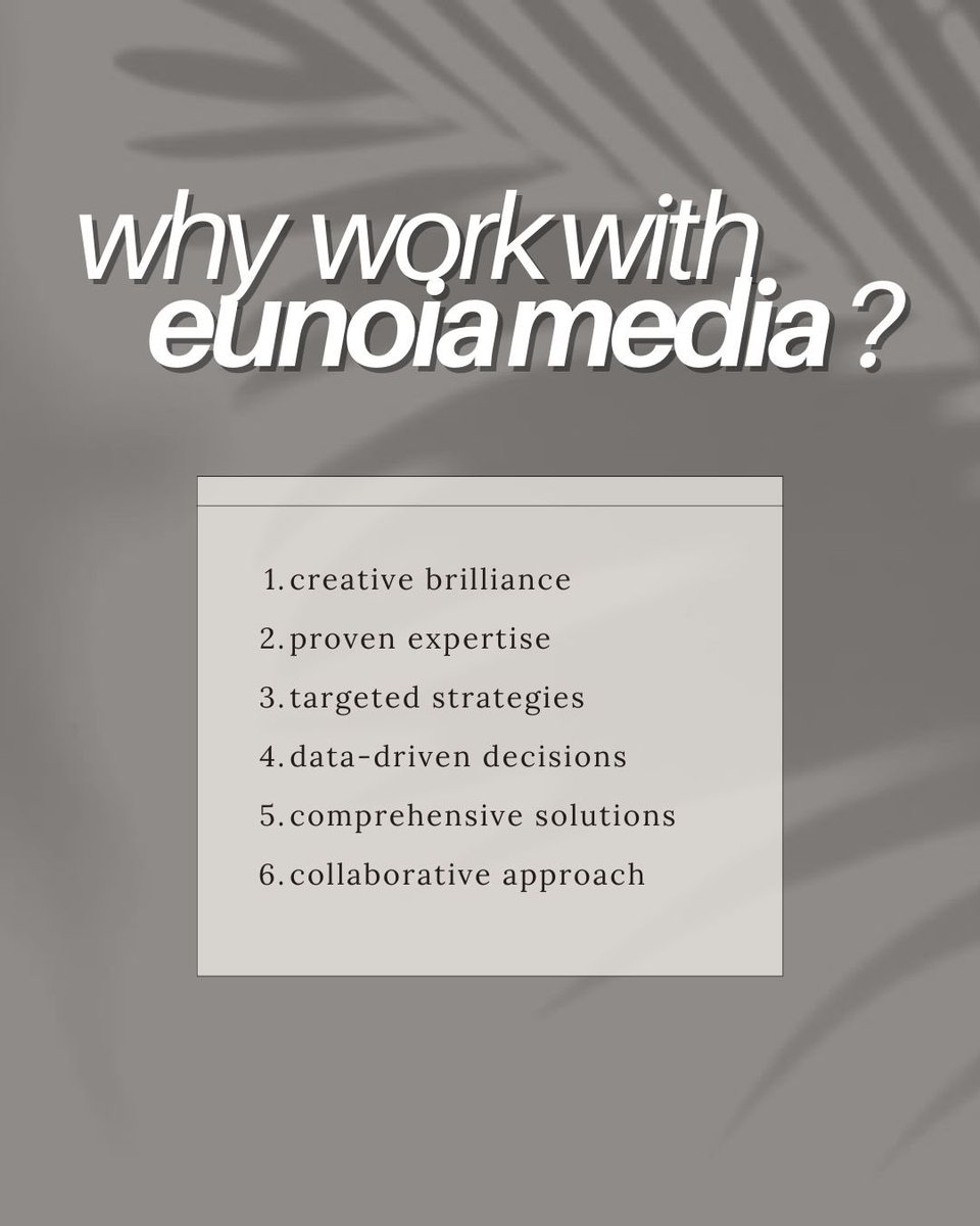 Unlock your brand's full potential with Eunoia Media Group! Our team crafts engaging content and strategies tailored to skyrocket your brand awareness. Let's boost your engagement, elevate your online presence, and turn clicks into loyal customers. 
#hireasocialmediamanager