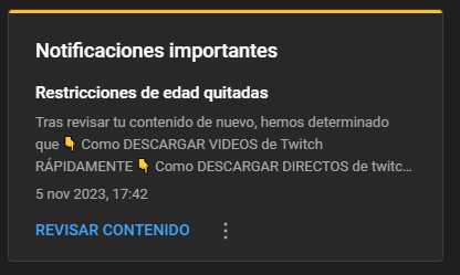 Os contaré una historia maravillosa sobre @youtube el 17 de noviembre de 2020 Youtube me notificó esto: - Hemos determinado que puede no ser adecuado para todos los espectadores y le hemos asignado una restricción de edad. - El 5 de Nov del 2023 han revisado mi vídeo.. sigo