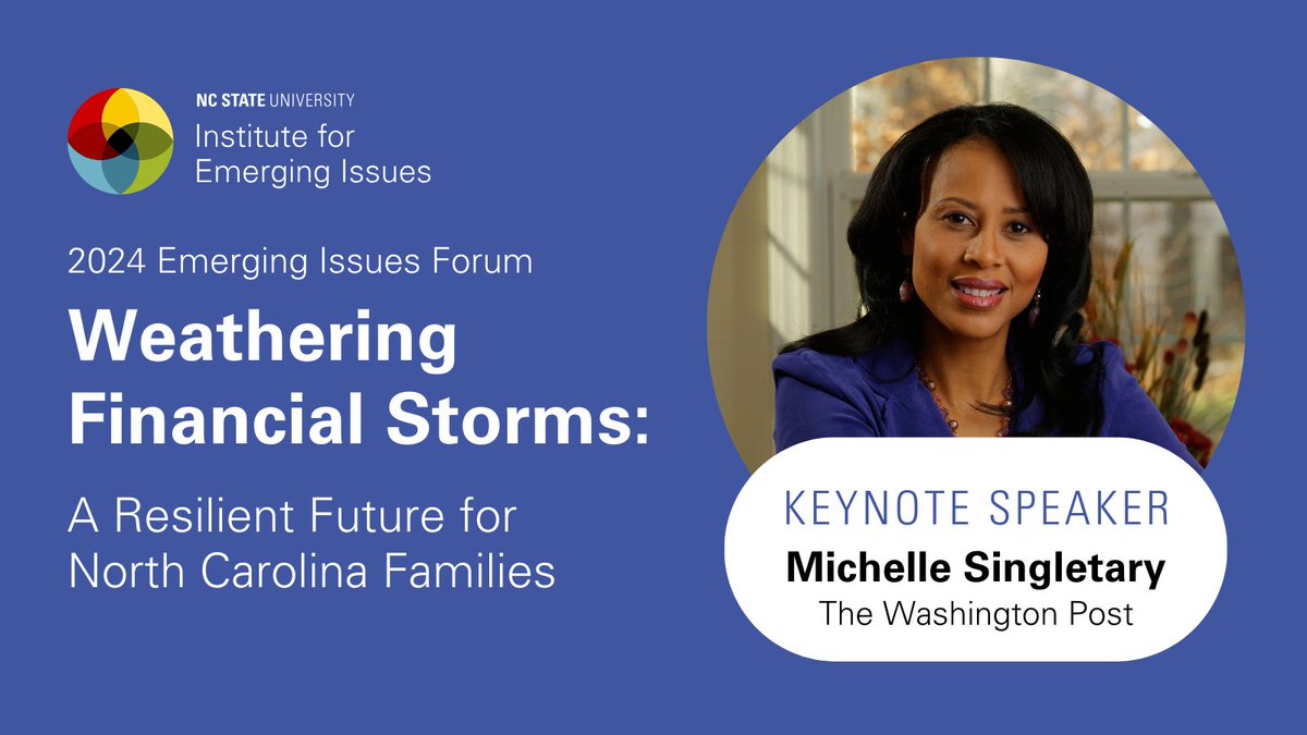 IEI is excited to announce that <a href="/SingletaryM/">Michelle Singletary</a>, personal finance columnist for The Washington Post, will deliver the keynote at #2024EIF on Feb. 13 in Raleigh! Learn more &amp; register: go.ncsu.edu/2024forum-agen…