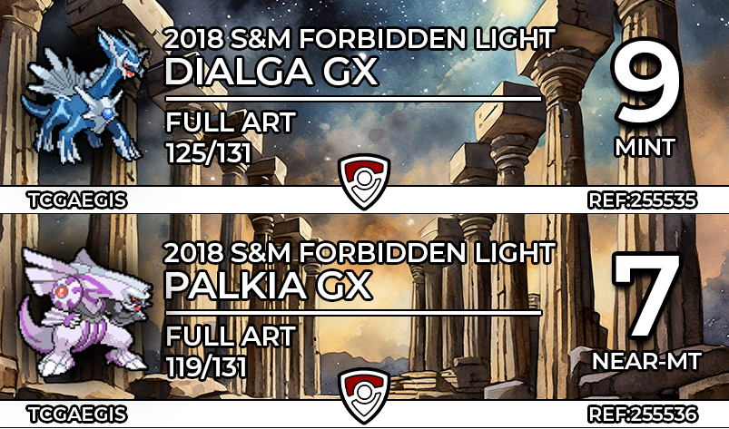 TCGAegis's tweet photo. We are working on the second printing run of our prototype labels. 
Its time to return to Sinnoh and the Spear Pillar! Check out this pairing!✨🪐
#PokemonTCG #Pokemon https://t.co/HsuqPtMojb