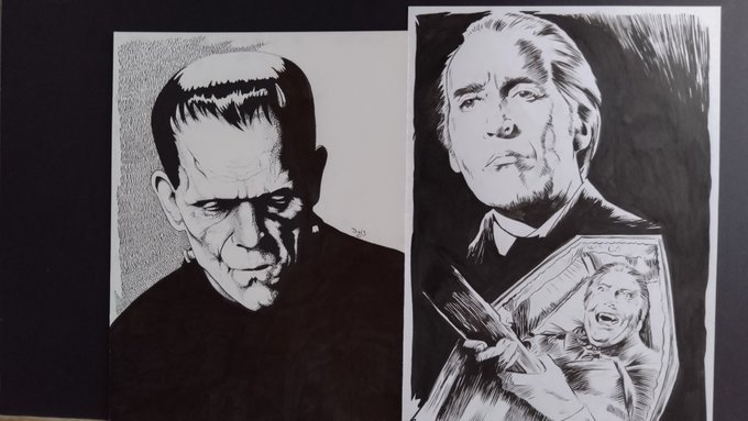 A4 art for sale £30 each plus shipping my Dms are open reposts appreciated as always TY! #art #artforsale #portraits #horror #scfi #cultfilms #classicfilms #horrormovies #horrorart #HorrorCommunity #buyart #commissions #commissionsopen