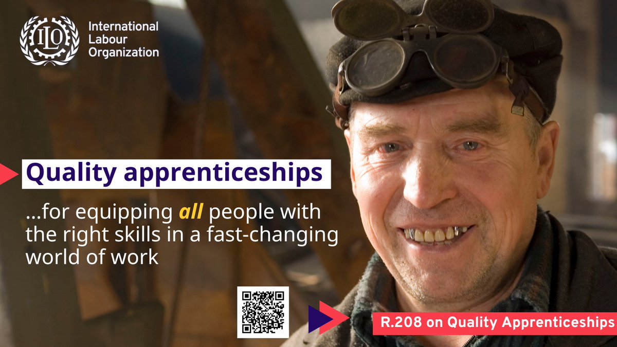 In a rapidly changing world, #skilling, reskilling and upskilling through quality #apprenticeships help equip people of all ages for a brighter #FutureOfWork. Read more about the new @ilo labour standard on Quality Apprenticeships: bit.ly/461uMgX