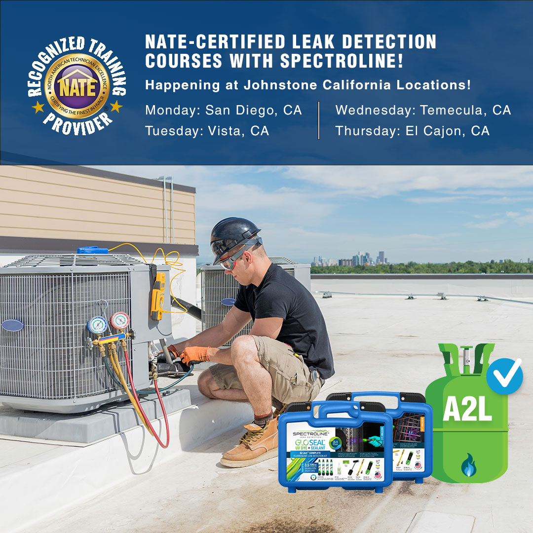 SpectronicsCorp's tweet photo. This week, Spectroline Leak Detection experts are teaching their NATE-certified course, "Best Practices for Leak Detection" at @JohnstoneHVAC California locations!
#spectroline #hvac #leak #detection #natecertified #JohnstoneSupply #education https://t.co/NN0wXApyCX