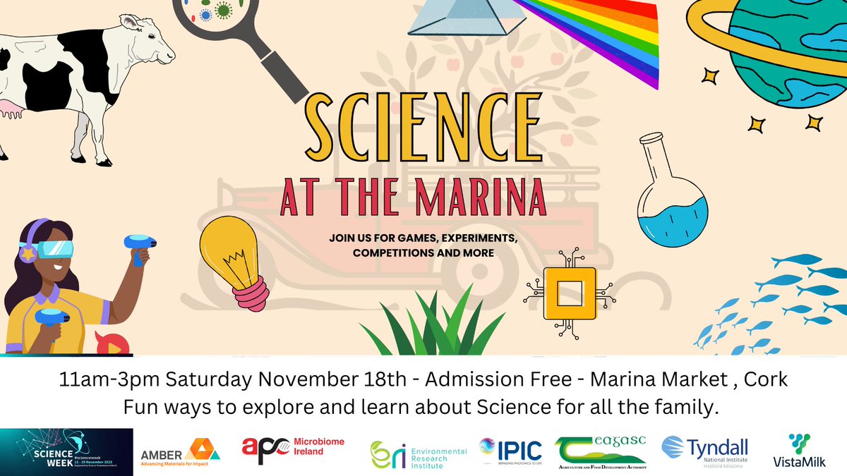 Science for all the family: Join @UCC #STEM researchers @MarinaMktCork for games, experiments, competitions, and more! 🗓️Saturday, 18 November 11am-3pm. Free. All welcome! #ScienceWeek