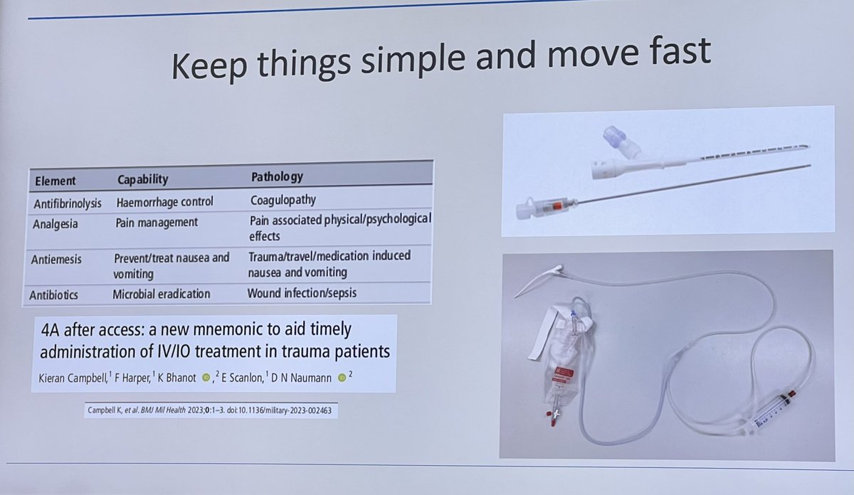 fredcj's tweet image. Lt Col Harvey Pynn spoke about Military Pre-hospital Care at #FPHC2023 . Such challenging environments to deliver care! Keep things simple and move fast. Interesting that intramuscular Tranexamic Acid is on the horizon to save lives. #PHEM #IBTPHEM