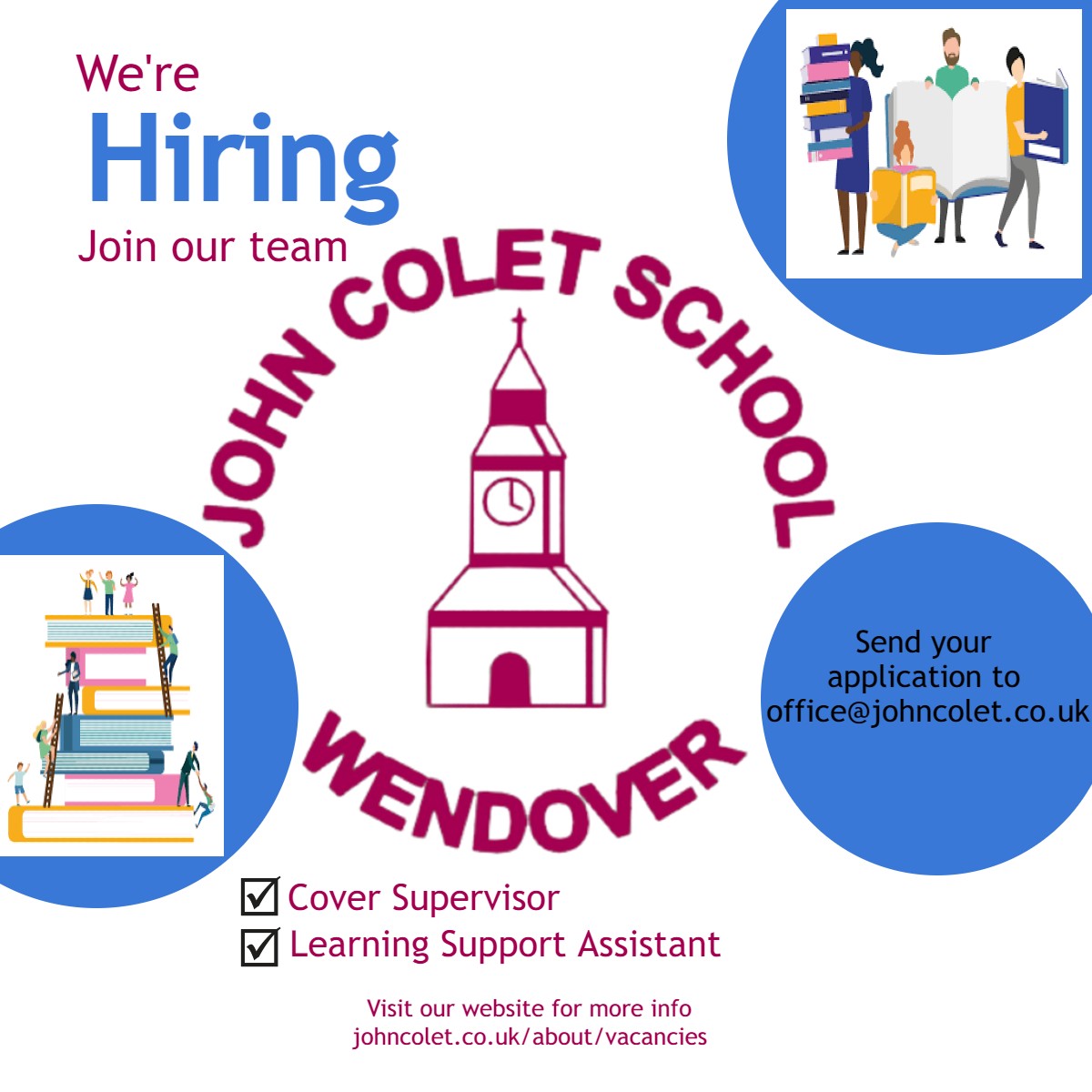 Are you looking for something new and exciting? Why not join the John Colet team?