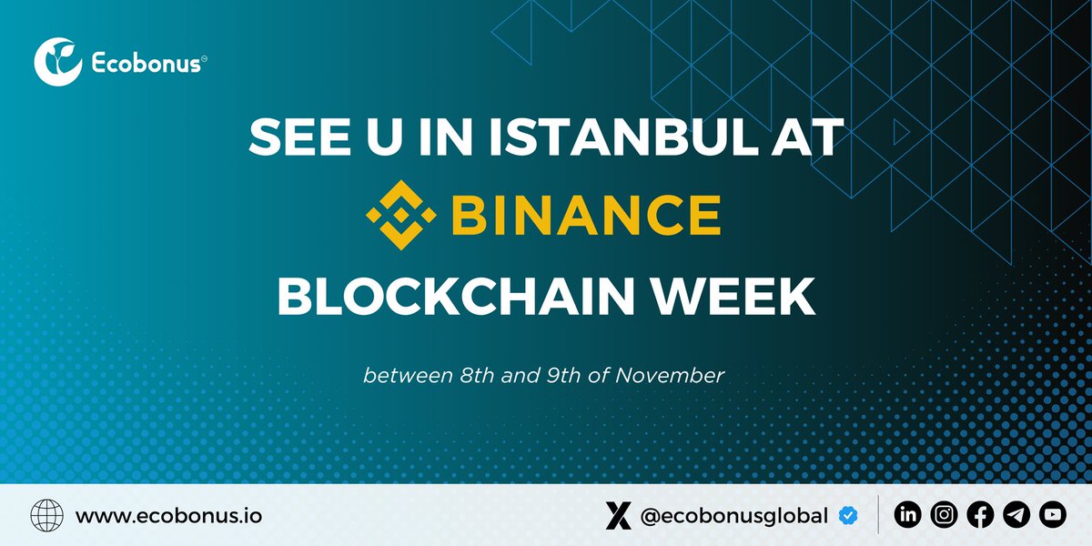 🌟 Exciting News! 
Ecobonus team will be at the Binance Blockchain Week in Istanbul, 8th-9th Nov. 2023.
We can't wait to connect, explore, and share ideas with the best in the blockchain space! 

See you there! 💼 

#BinanceBlockchainWeek #Ecobonus #Binance