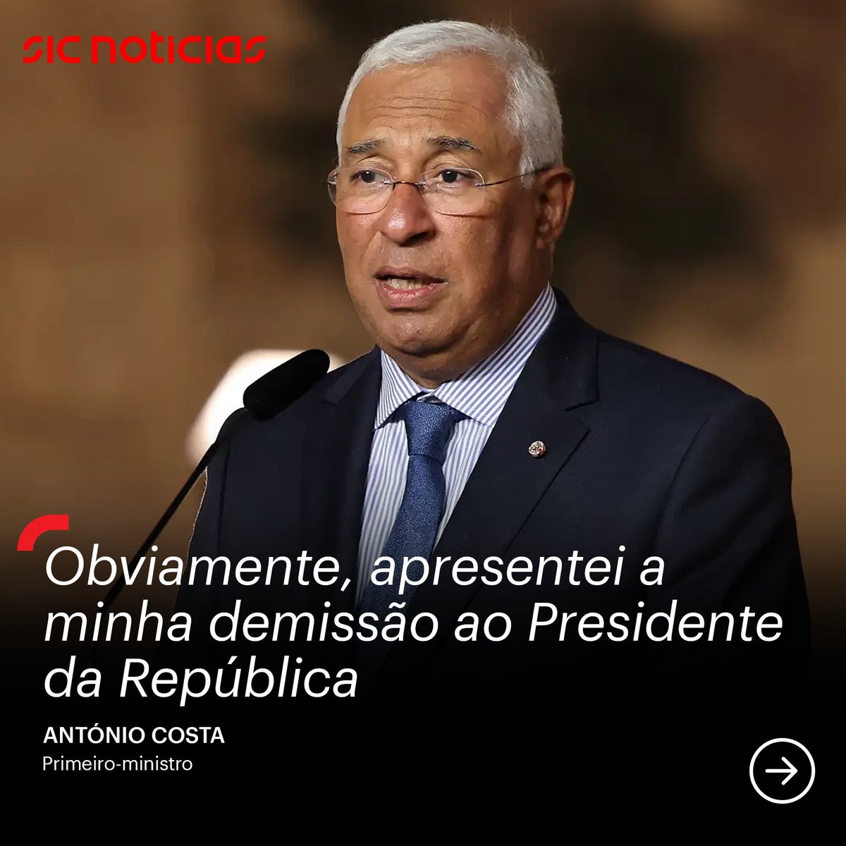 Cerca de meia hora depois das 14h, António Costa falou ao país confirmando que apresentou a sua demissão ao Presidente da República, como a SIC deu em primeira mão.

“Dediquei-me de alma e coração a servir o país" e “estava disposto a cumprir o mandato que os portugueses me