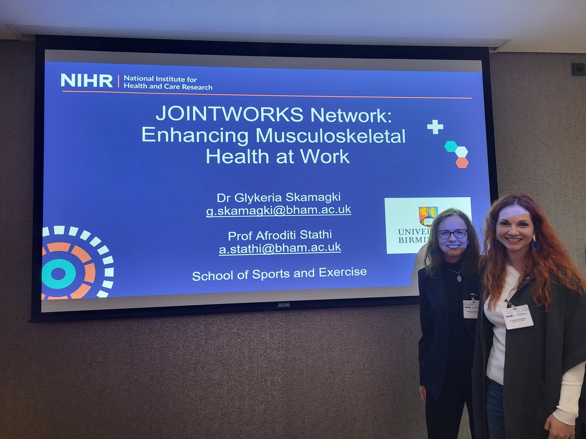 Very excited to present with @AfroditiStathi our @JointworksUoB project at the @NIHRresearch #workandhealth  award launch event! @UBSportExR   @ColinGreaves1 @Sally_Fenton_  @ACPOHE @wcptOHE @WorldCongress23