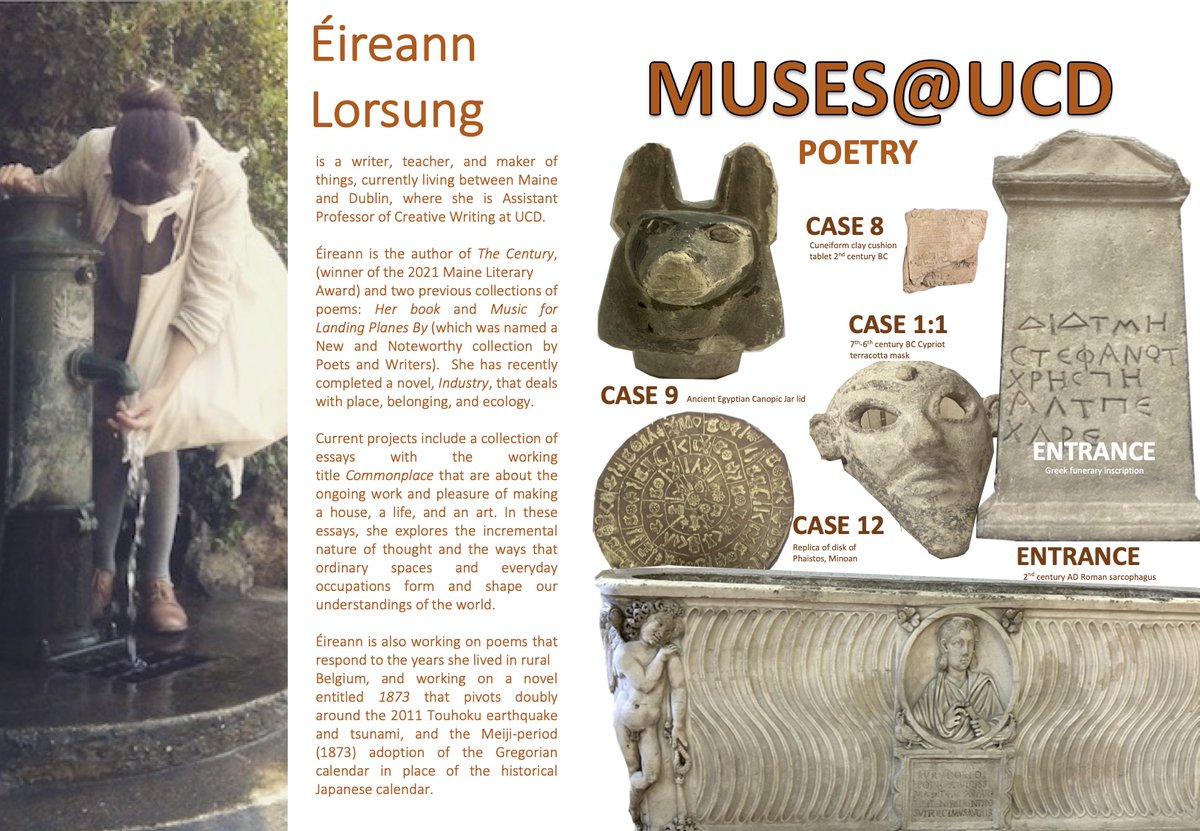 The Muses@UCD are all about Poetry this week... and what a week it is going to be! Wednesday and Thursday will see some of the most outstanding poets in Ireland (Paula Meehan, Theo Dorgan and Eireann Lorsung) recite their work in the amazing setting of #UCDClassicalMuseum.