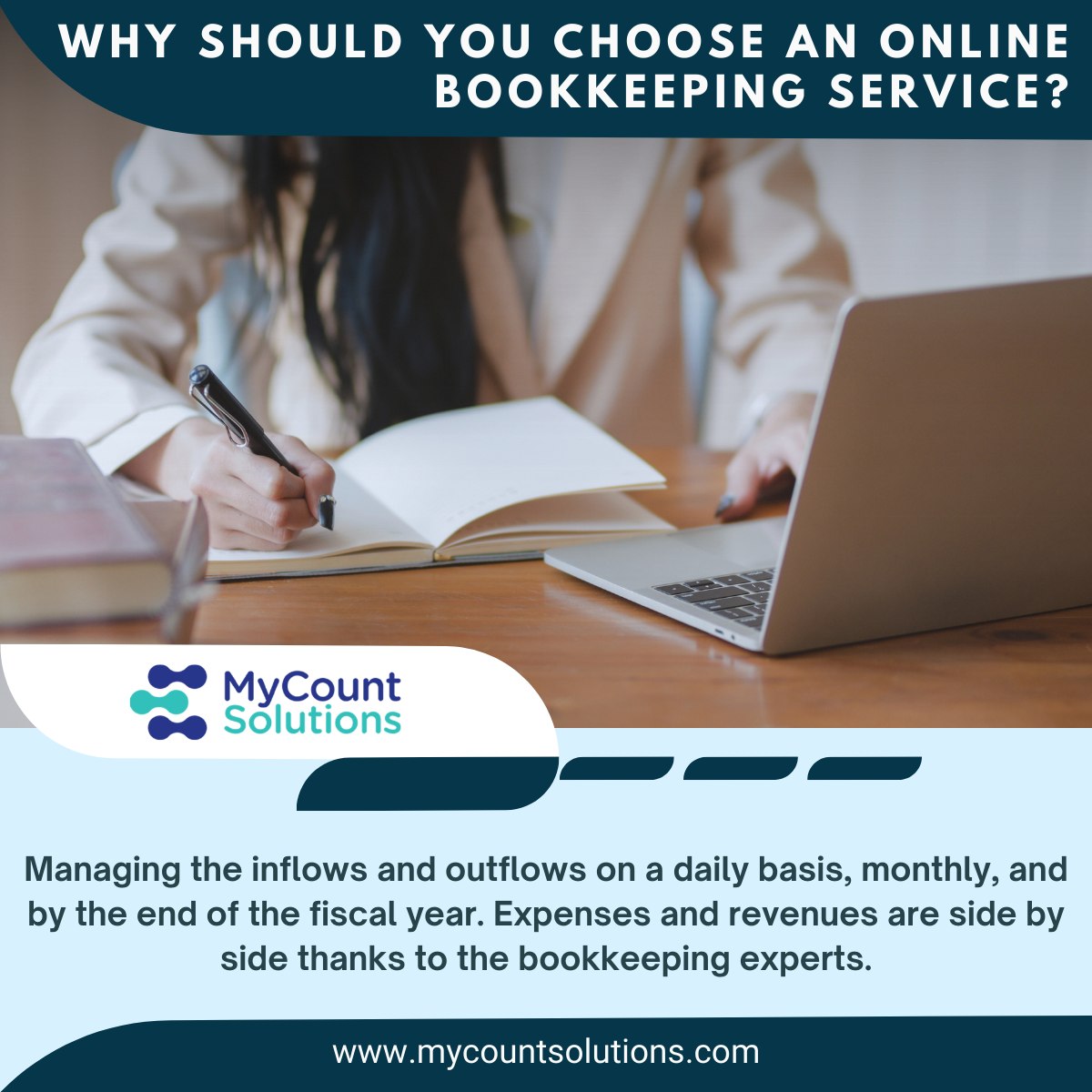 mycountsolution's tweet photo. Why Choose Online Bookkeeping Services? 

Are you wondering about the advantages of online bookkeeping services?

Daily,  Monthly, Yearly Precision: With our online bookkeeping, you can  effortlessly manage your finances on a daily, monthly, and year-end  basis. https://t.co/yeVDl2yawt