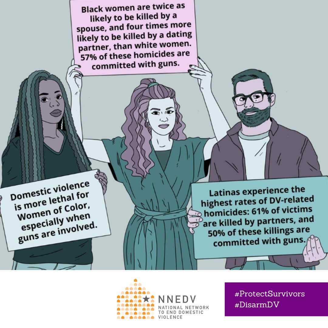 Domestic violence hits women of color harder: 
Black women: 2x risk of spousal, 4x dating partner homicide, 57% gun-involved.
Latina women: highest DV homicide rate, 61% by intimate partners, 50% with guns. #ProtectSurvivors #DisarmDV