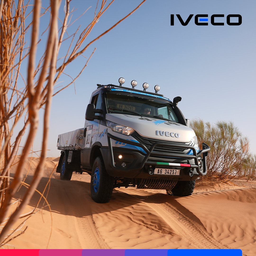 IVECOUK's tweet photo. On board our DAILY 4x4, we might go off-road, but never off-track! The last few days of Desert Master have been fantastic! In front of us, nothing but the golden horizon and new exciting challenges. What a blast!
#IVECO #DesertMaster #driverexperience https://t.co/gItOZkukOH