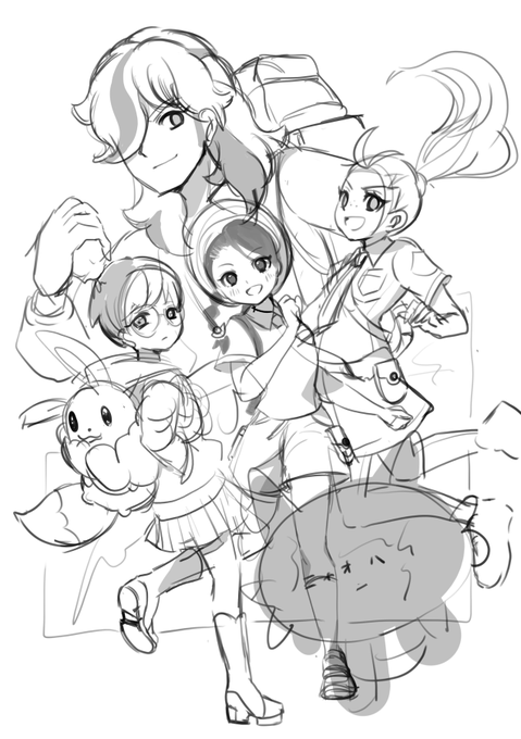 筆が遅いので、一周年絵をもう描き始めてる。wip。 
