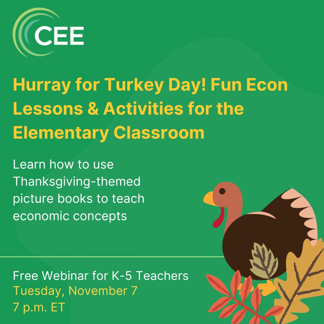 Council for Economic Education (@councileconed) on Twitter photo Your students will gobble up these lessons! 🦃 Elementary teachers, sign up for the free webinar here: econedlink.org/webinar/hurray… Your students will gobble up these lessons! 🦃 Elementary teachers, sign up for the free webinar here: econedlink.org/webinar/hurray…