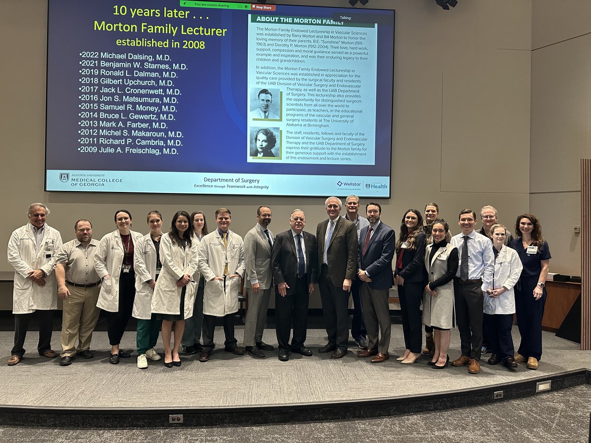 Adam W. Beck (@awbeckmd) on Twitter photo Fantastic visit and lecture about the current state of Type B Aortic Dissection with our 2023 Annual Morton Family Lecturer Dr William D Jordan, Jr. <a href="/WilliamJordanMD/">William D Jordan</a> <a href="/UABVascular/">UAB Vascular Surgery</a> <a href="/UABSurgery/">UAB Surgery</a> <a href="/HawkeyeBJP/">Benjamin Pearce</a> Fantastic visit and lecture about the current state of Type B Aortic Dissection with our 2023 Annual Morton Family Lecturer Dr William D Jordan, Jr. <a href="/WilliamJordanMD/">William D Jordan</a> <a href="/UABVascular/">UAB Vascular Surgery</a> <a href="/UABSurgery/">UAB Surgery</a> <a href="/HawkeyeBJP/">Benjamin Pearce</a>