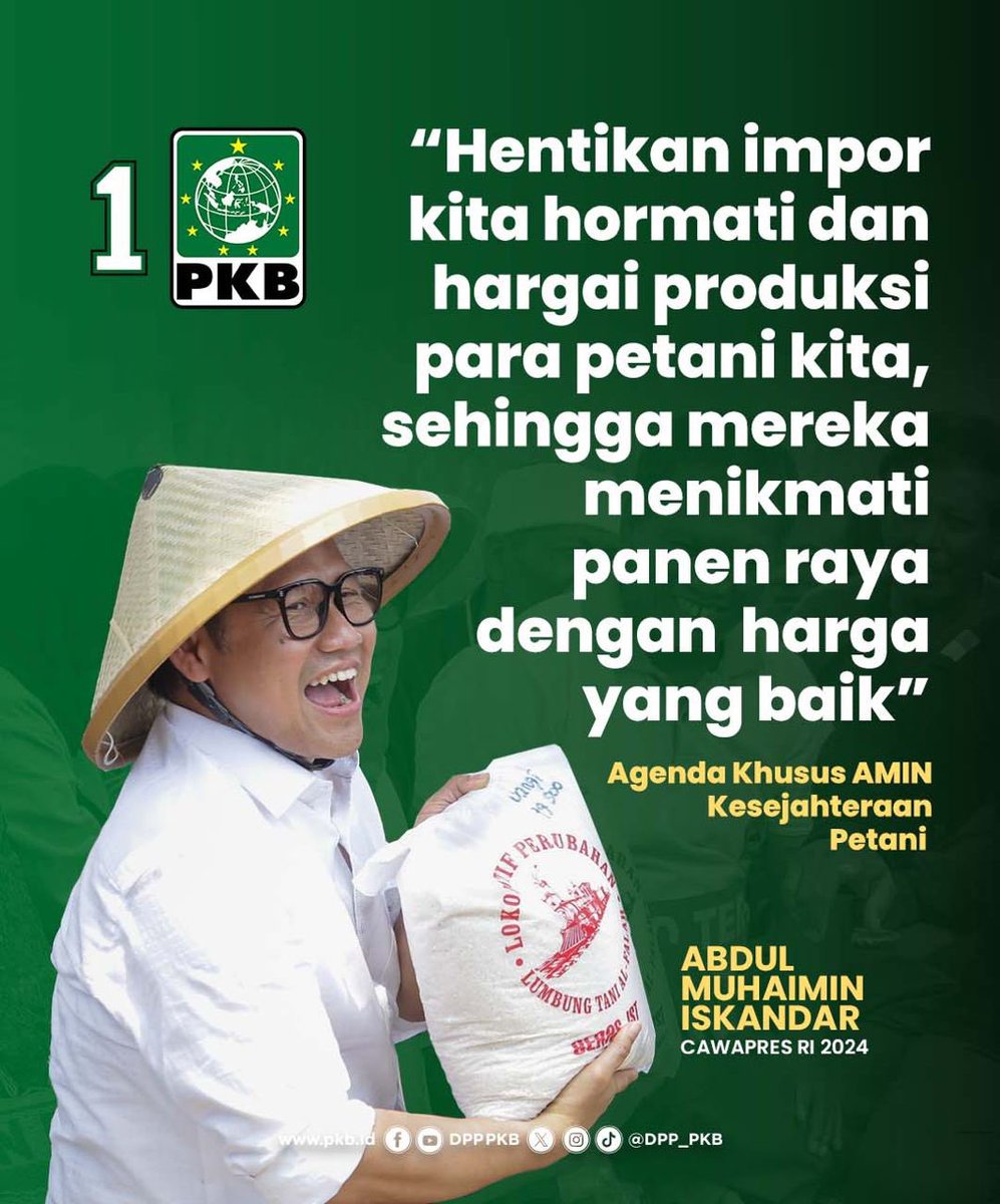 Pasangan Capres dan cawapres AMIN berkomitmen untuk mewujudkan Indonesia yang Adil, Makmur dan Sejahtera
#AMINBelaPetani
#AniesMuhaimin2024

<a href="/cakimiNOW/">A Muhaimin Iskandar</a>
<a href="/DPP_PKB/">DPP PKB</a>