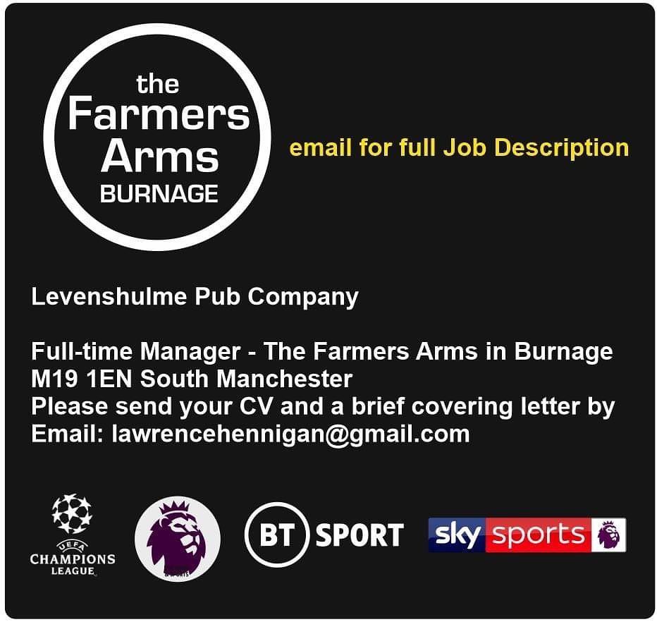 #barmanager required for the popular Farmers Arms in Burnage #southmanchester email lawrencehennigan@gmail.com for further details #jobfairy #hospitality