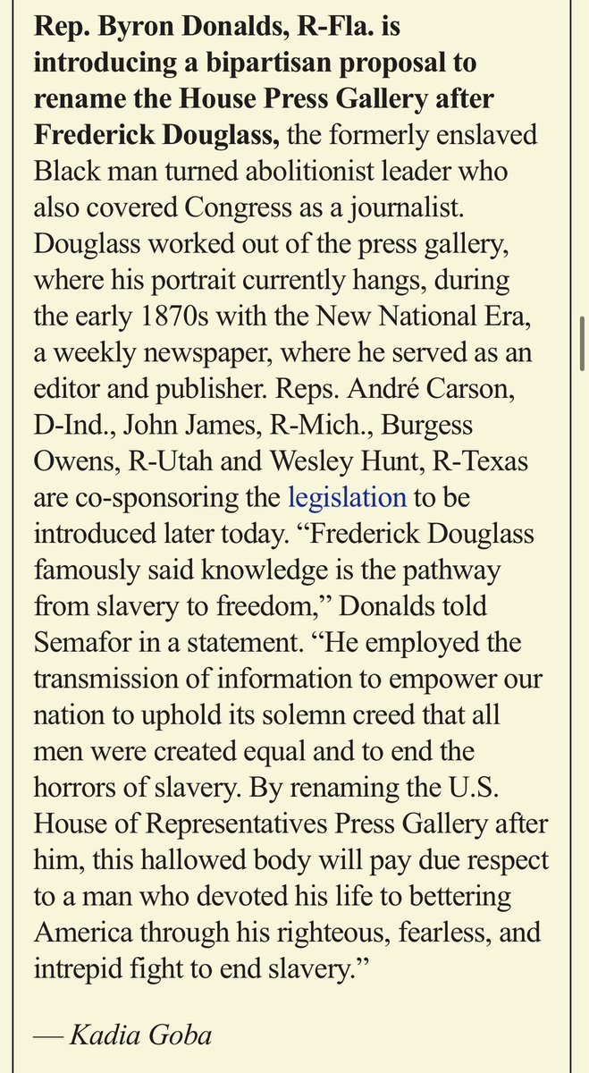 Renaming the House press gallery after Frederick Douglass is such a terrific idea — @kadiagoba exclusive today semafor.com/newsletter/11/…