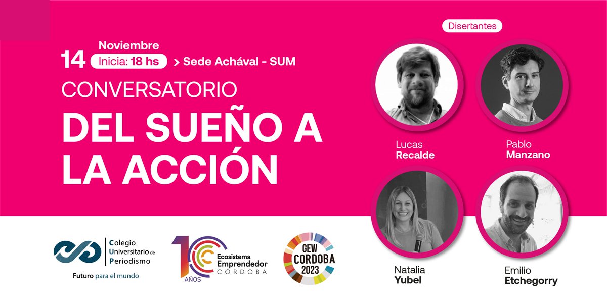 🚀 En el marco de la Semana Global del Emprendimiento, el CUP, en colaboración con el Ecosistema Emprendedor de Córdoba, organiza el conversatorio “Del Sueño a la Acción”. 💭 

Descubrí de qué se trata 👇🏼