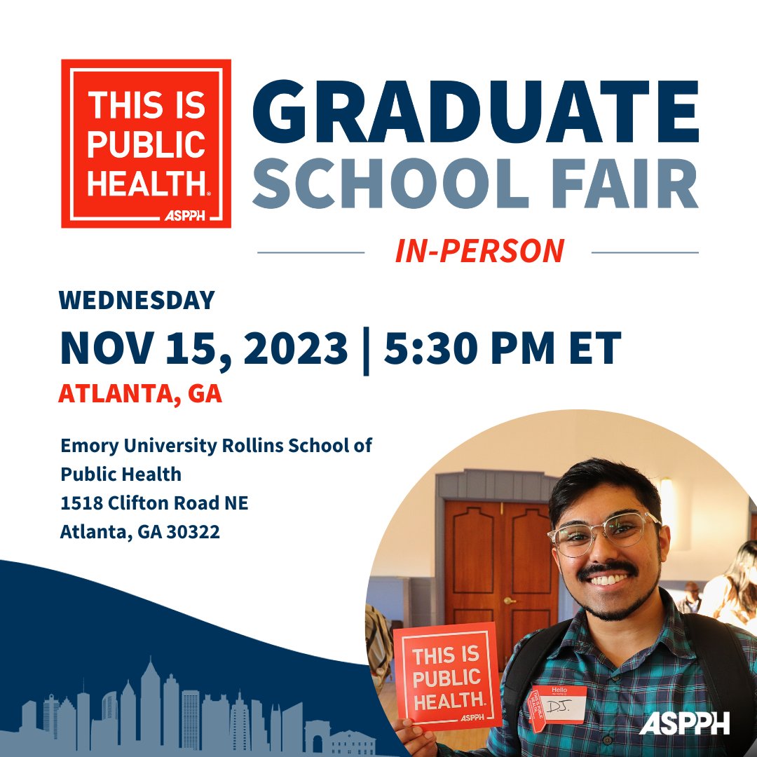 Don't miss our last in-person event for 2023! Connect with faculty and staff from over 55 graduate schools and programs at the Rollins School of Public Health. Expand your academic possibilities and explore diverse public health programs. Register Now: tiph.co/2023ATLevent