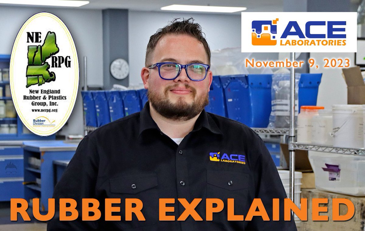 ACELaboratories's tweet photo. Excited for this week's @RubberDivision NERPG - New England Rubber &amp; Plastics Group Fall Technical Event 2023!

@Erick_Sharp, will be delivering his popular #RubberExplained course!

➡️ https://t.co/npCU0fiIHv

#RubberIndustry #RubberTesting #MaterialsTesting #RubberTraining https://t.co/OJj2ptFR8w