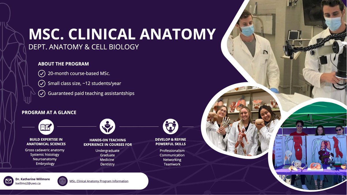 Do you love anatomy and are looking for a grad program? Our course based MSc program will allow you to enrich your anatomical knowledge while simultaneously developing skills as an educator, researcher, and professional in a supportive and fun environment. Apps due by Jan 15.