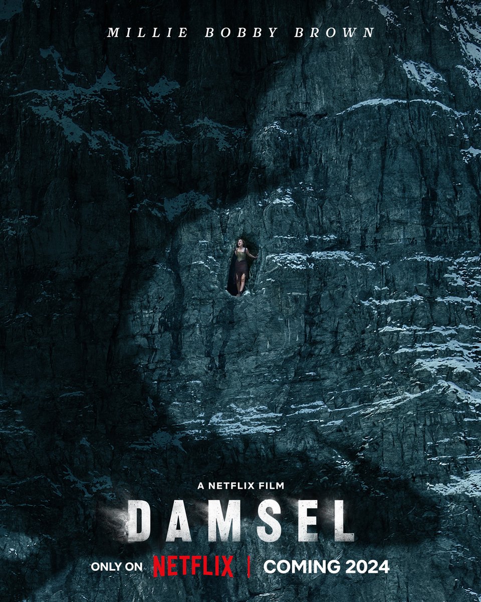 RottenTomatoes's tweet photo. The first poster for Millie Bobby Brown's #Damsel.

The debut trailer drops this Saturday during Netflix's #GeekedWeek. https://t.co/eW3BqjFLtl
