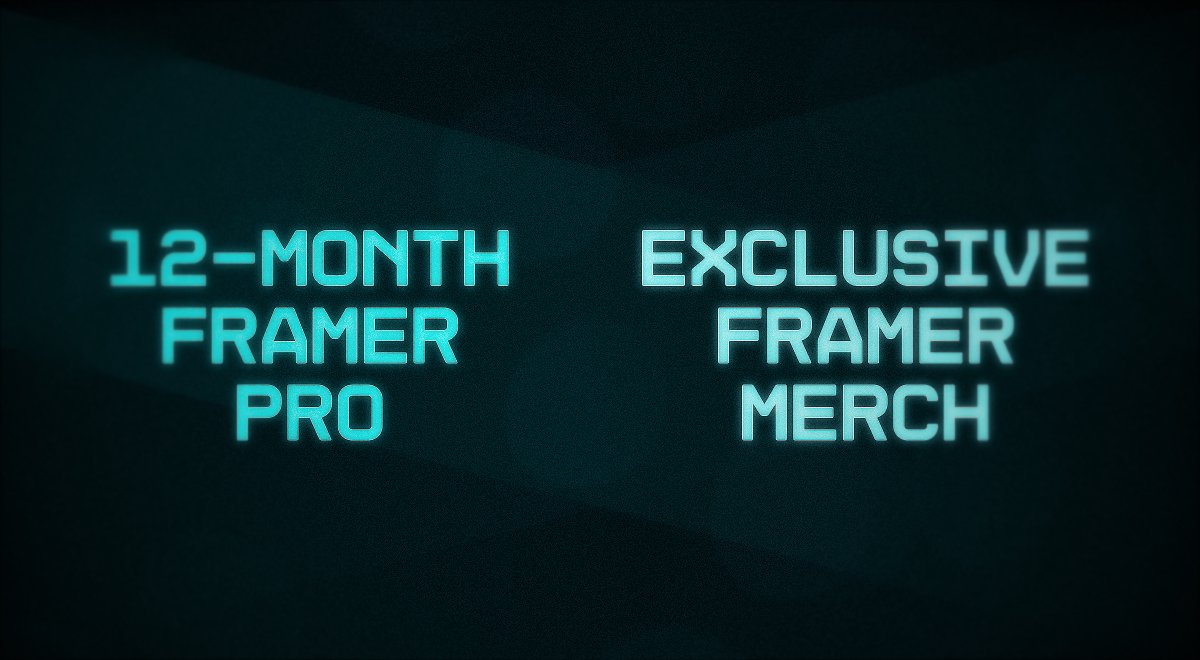 learnframer's tweet image. I took the 3rd place in the last @Framer challenge.

However, I&apos;m giving away my prizes:

→ 12-Month Pro Subscription
→ Framer Merch Pack

Follow @learnframer, retweet this, and tag a friend when you&apos;re done.

I&apos;m randomly picking a winner on Friday!