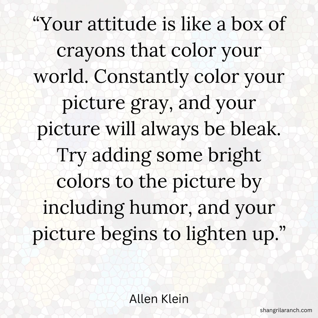 SLRNude's tweet image. If you want your world to shine brighter, add color to your mind - use humor and brighten up any bleakness. Change your outlook and make life more enjoyable! #PositiveMindset #MakeLifeSmile #HumorIsKey shangrilaranch.com