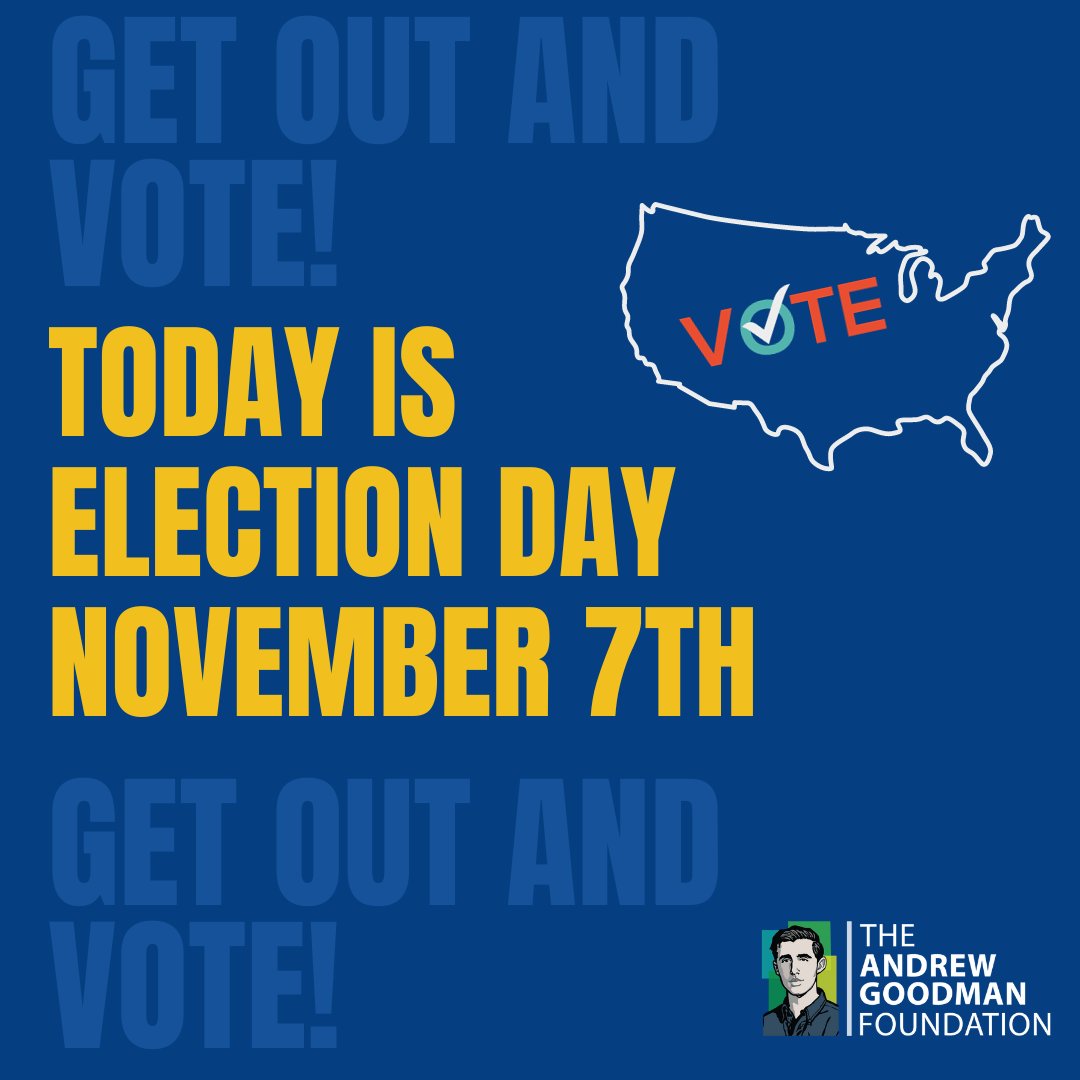 🗣️ Today is Election Day! Get out there and vote! Don't forget to bring a valid form of ID if it's your first time voting. 🗳️ #AndrewGoodman #2023Election #ElectionDay #VoteEverywhere #YouthVote #GetVocalVoteLocal