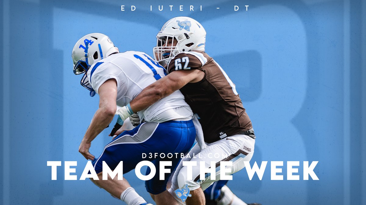 FB | MORE BIG NEWS FOR THE BIG BOYS! @FootballTufts earns its second straight DT @d3football Team of the Week honor, this week from senior Ed Iuteri!! Read more about it at gotuftsjumbos.com! #JumboPride // #GoJumbos // #d3fb