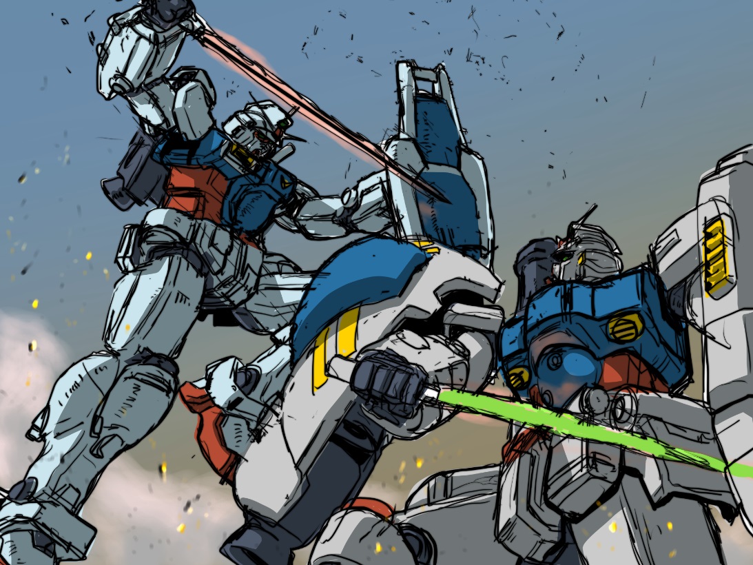 rx-78-2 robot mecha weapon no humans sword beam saber holding  illustration images