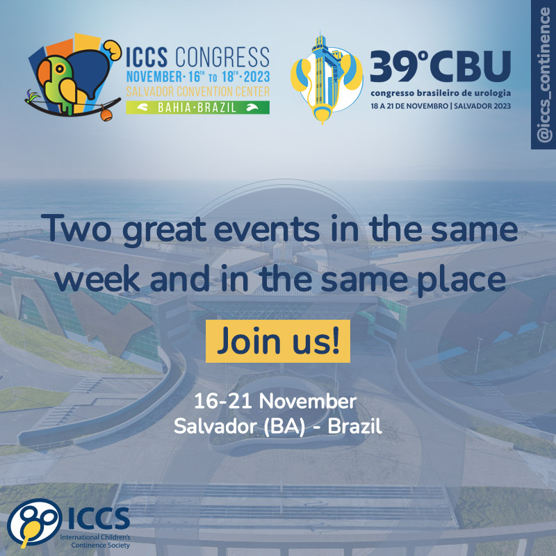 The Annual Congress of International Children's Continence Society #ICCS2023 and the 39th Brazilian Congress of Urology #CBU2023 will take place in Salvador (Bahia).

#ICCS2023: iccs2023.com.br

#CBU2023: cbu2023.com.br