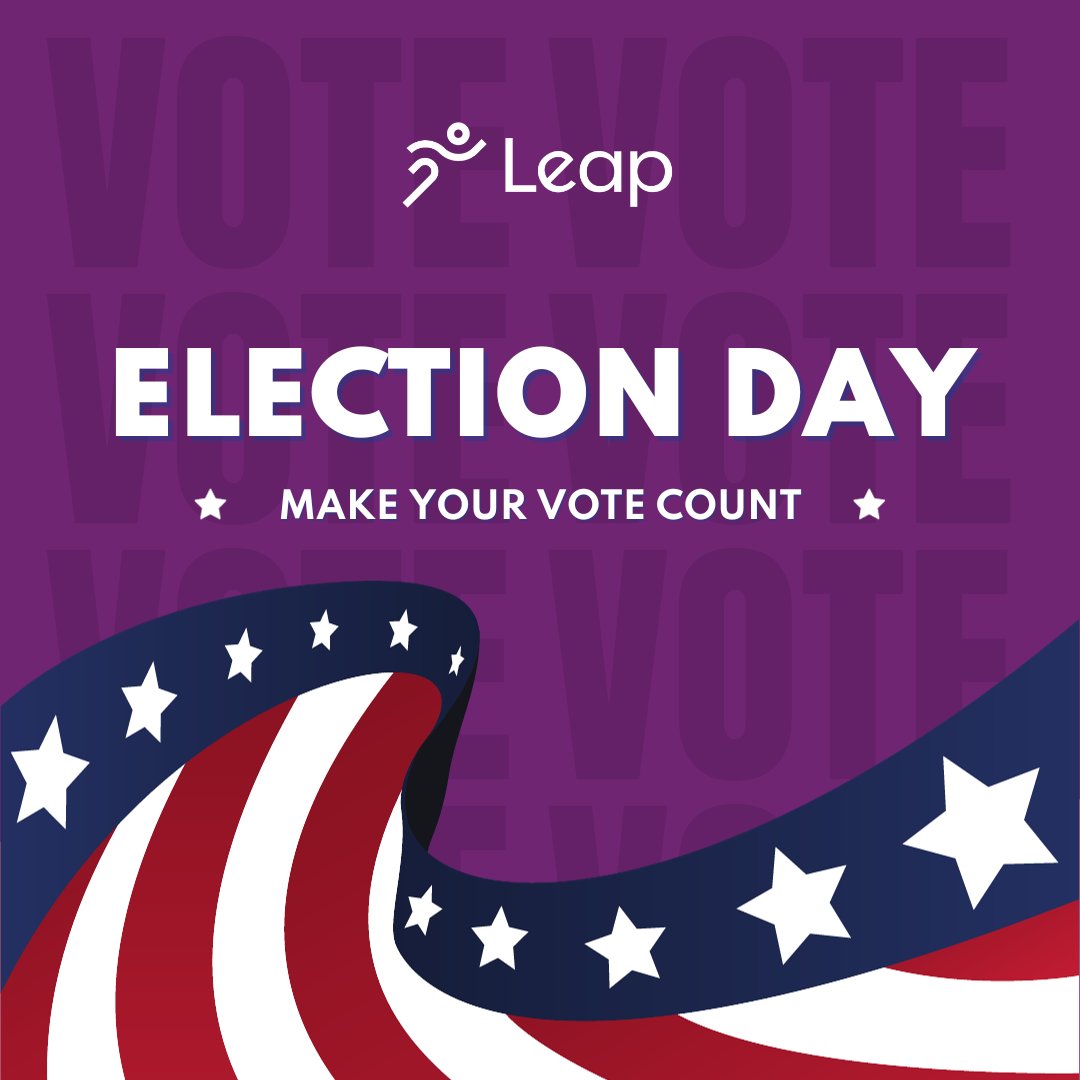 LeapInsurance's tweet image. Today, we&apos;re casting our votes for a brighter tomorrow, and your voice matters! Make it count!  🇺🇸🗳️ #ElectionDay #LeapForward