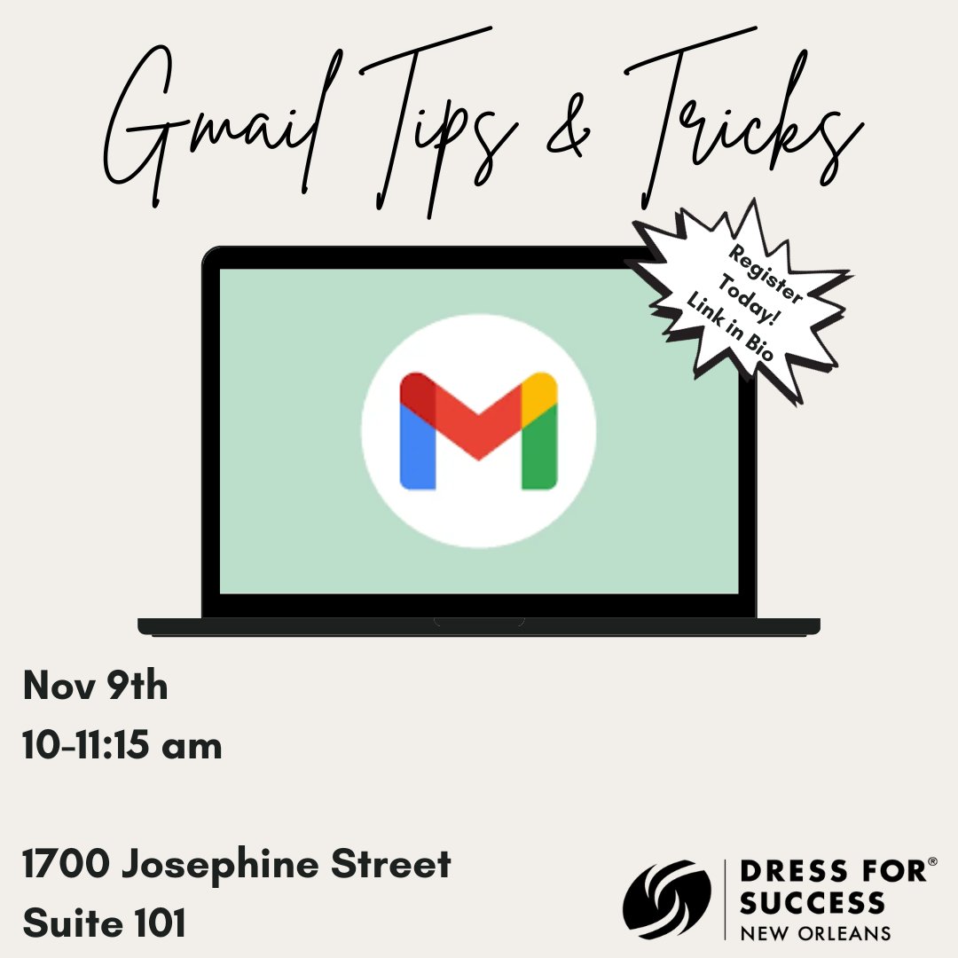 Go beyond sending and receiving with this hands-on workshop about Gmail features!
Register at the link in our bio