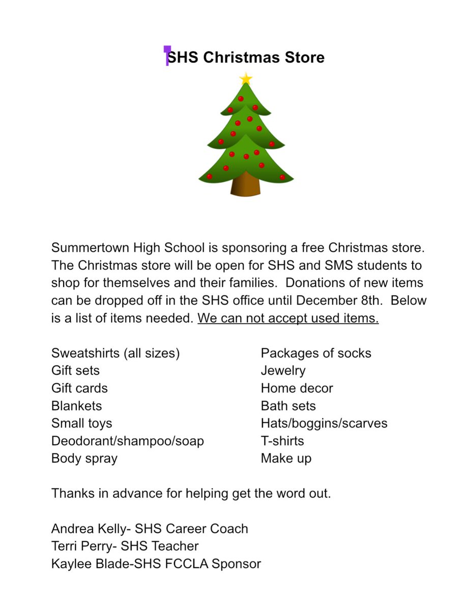 See information regarding Christmas Store! 💙🤍💙