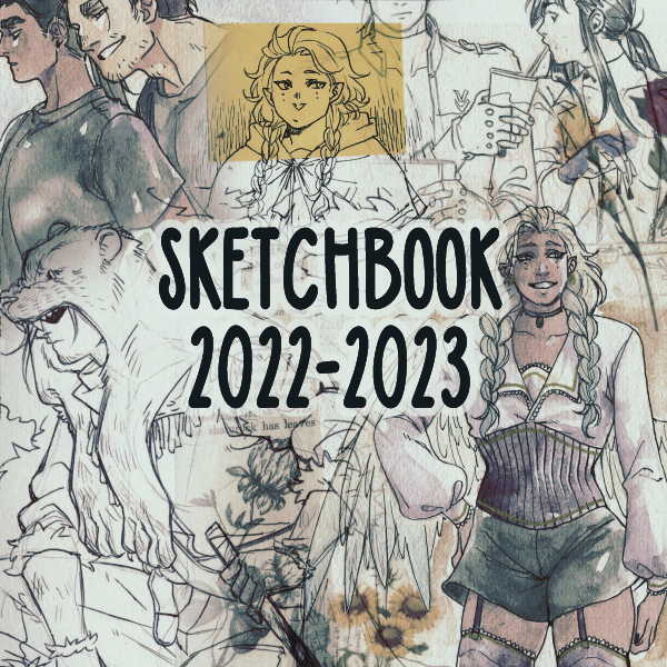 [ SKETCHBOOK SCANS ]
i finally scanned my whole sketchbook and you can now get it on either ko-fi or gumroad <3 
it contains exactly 69 pages 8) including some nsfw, many completely colored artworks and mainly OCs/DnD

-> https://t.co/Olh4UTrlOr
-> https://t.co/vwKMQUcDNh 