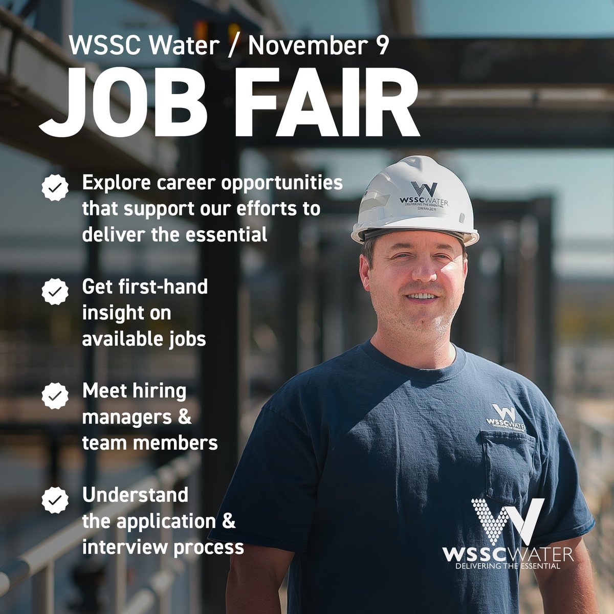 WSSCWaterNews's tweet image. Join us on Thurs for our Job Fair in Laurel! We’re looking for a variety of positions to fill. Meet the hiring teams &amp;amp; lrn abt the app process to land the job! #Electricians #UtilityTechs #PlantOperators #MeterReaders #MeterMechanics &amp;amp; more! wsscwater.com/jobfair