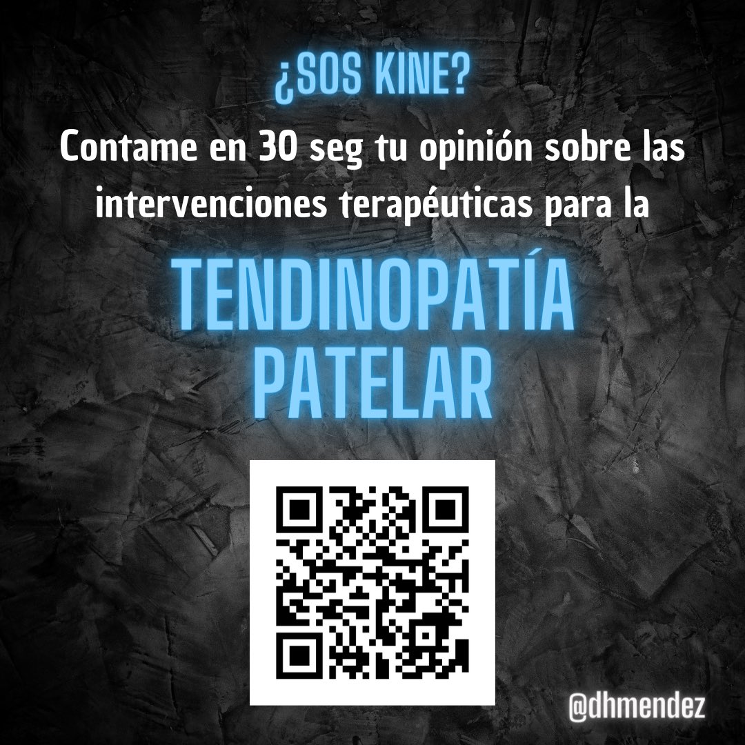 Estoy armando una pirámide jerárquica de los diferentes tipos de abordajes kinésicos para la tendinopatia patelar para una charla, y me gustaría recolectar opiniones de la comunidad kinésica en las redes.

menti.com/altbsedr929q