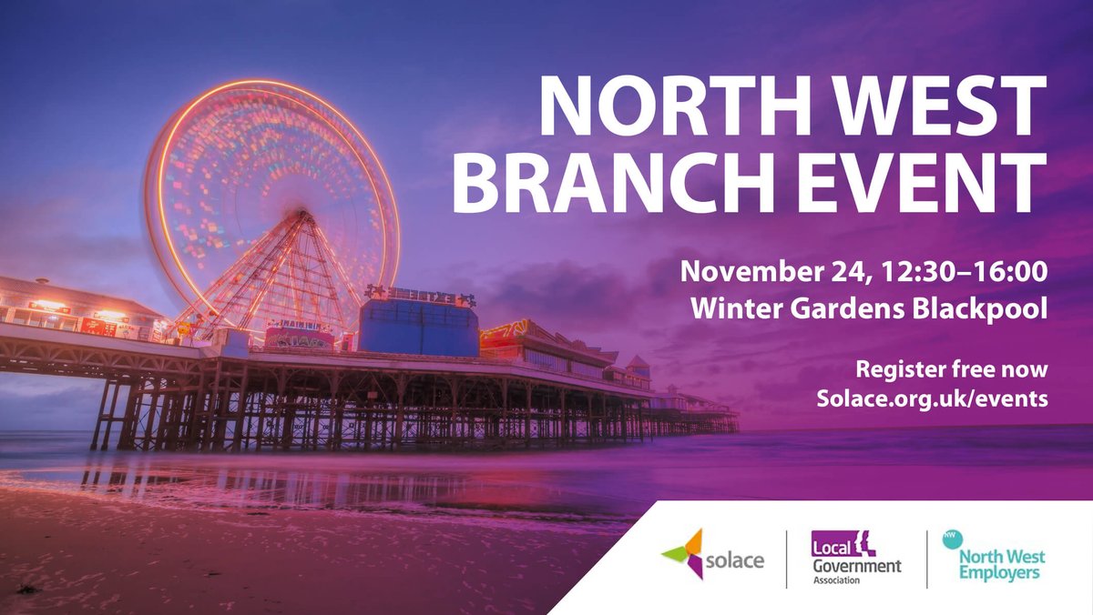 Join us on Nov 24 at <a href="/WGBpl/">Winter Gardens BPL</a> for an exclusive North West Branch Event! Connect with Solace community members, network, and prepare for the busy winter period. Free entry! #LocalGov #LocalLeadership <a href="/NWEmployers/">North West Employers</a> <a href="/LGAcomms/">Local Government Association (LGA)</a> <a href="/JJNutrition/">Jeannette Jackson</a> bit.ly/3QrfBYz