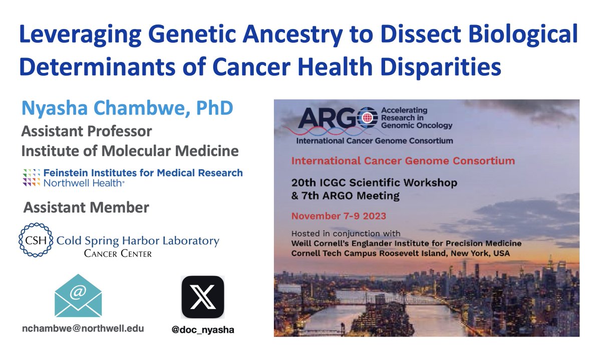 doc_nyasha's tweet image. Excited to share our work today and perspective on the future of addressing cancer health disparities using genomic approaches #ICGC23