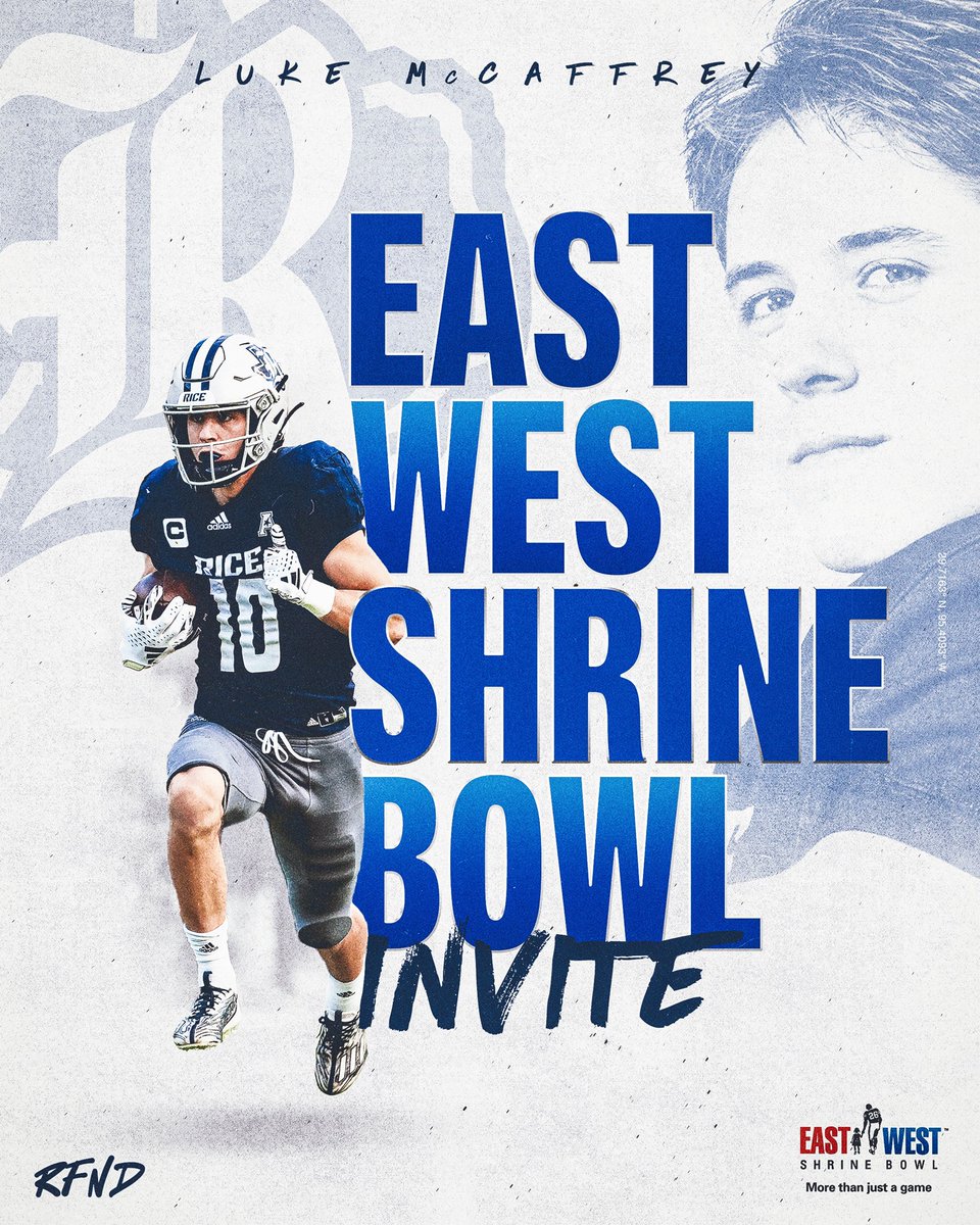 RiceFootball's tweet photo. Congratulations to @mccaffrey_luke on his Official Invitation to the East-West Shrine Bowl ✅

#GoOwls👐 x #RFND https://t.co/otwrsDoKx0